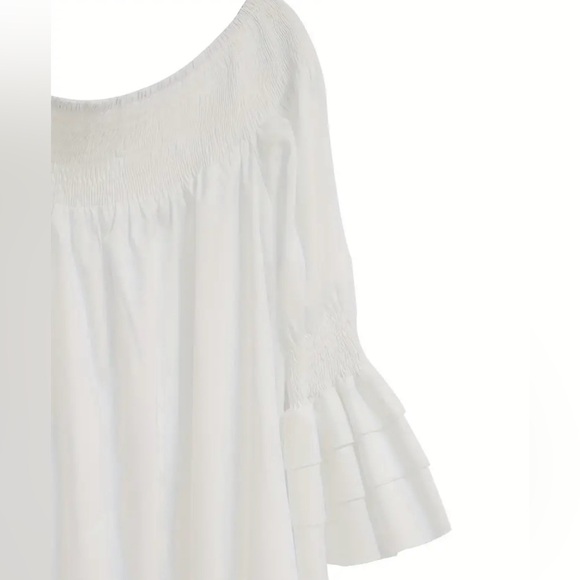 Passion White Off The Shoulder Loose Dress, with Bell Ruffle Cuff - Picture 5 of 11